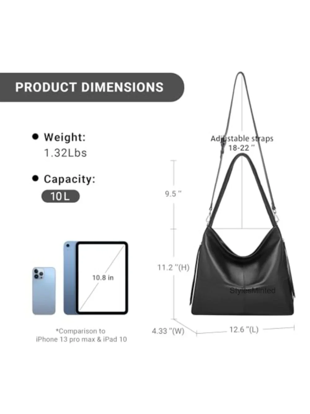 Genuine Leather Hobo Crossbody Bag with Two Straps